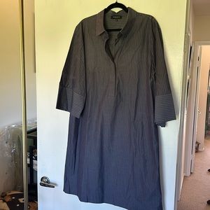 Lafayette 148 denim color pinstripe a line shirt dress with wide sleeves. XL.